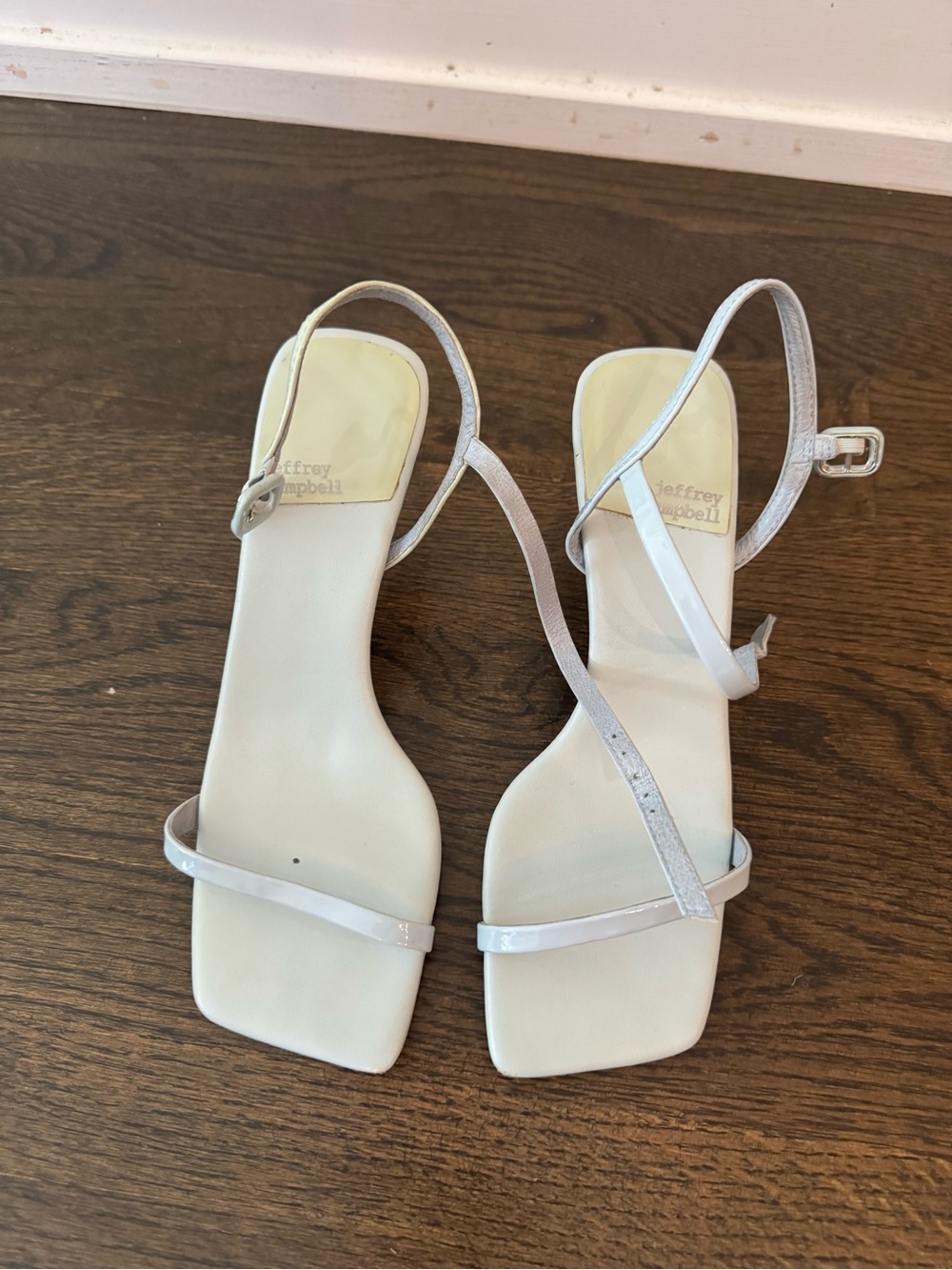 Jeffrey Campbell Pale Blue Strappy Square-Toe Kitten Heels
